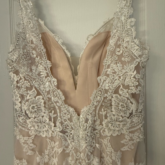 Ella Rosa Elegant Lace Wedding Dress in Cream and White - Picture 9 of 13